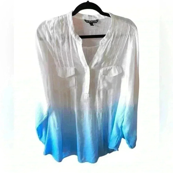 Zac and Rachel woman 0 X‎ blue and white ombré gauze top pintuck details.VGUC - Picture 8 of 10